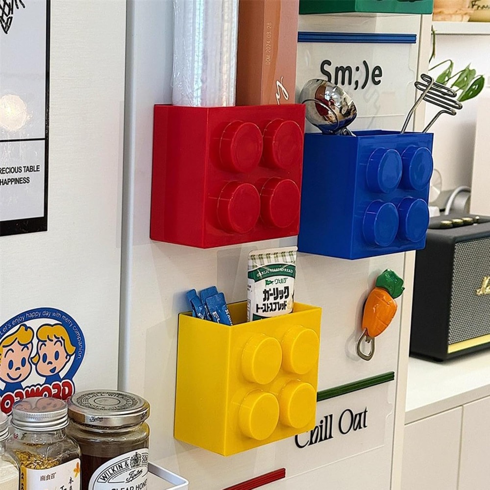 Kitchen Appliances Refrigerators - Lego-Style Magnetic Refrigerator Organizer ABS Plastic