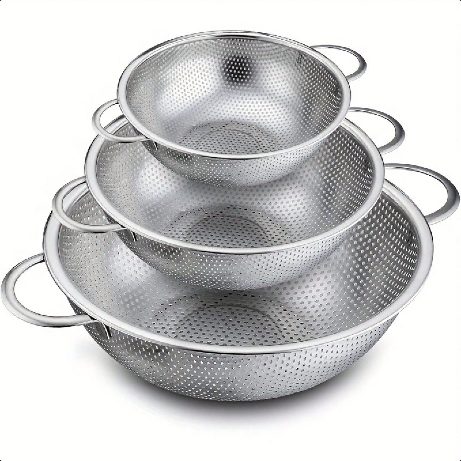 Kitchen Appliances Essentials - 3pcs Stainless Steel Colander Metal Colander