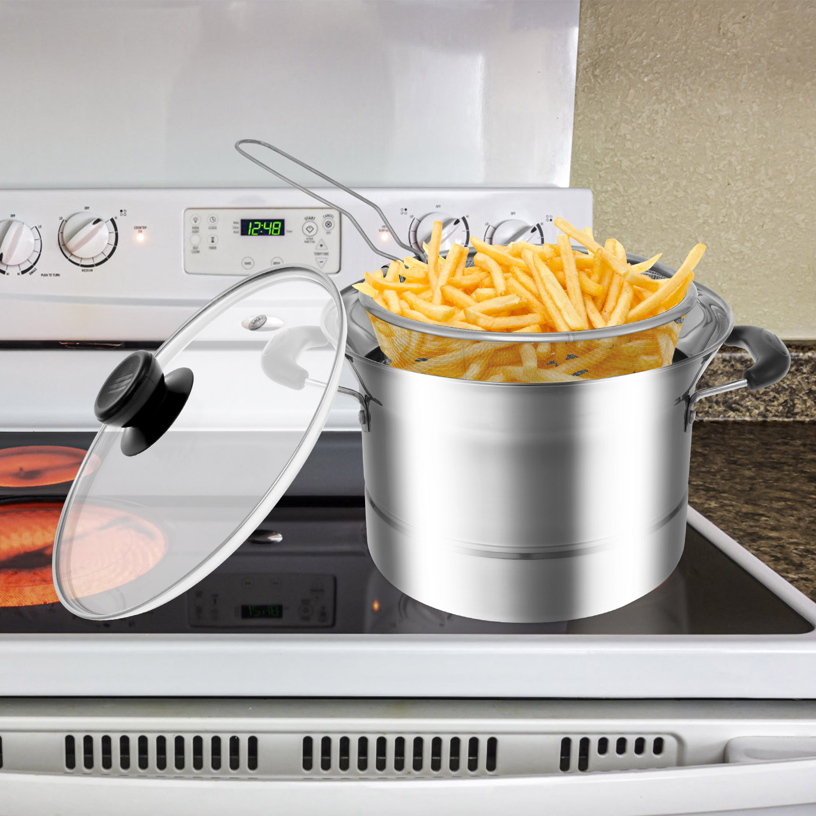 Deep Fryer Pot with Strainer B - مراجعة Deep Fryer Stainless وسعره