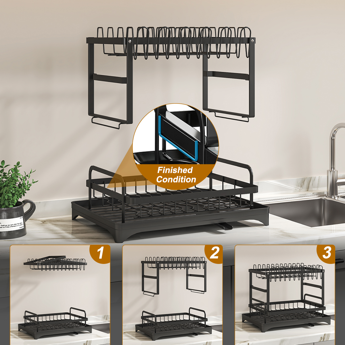 2 Tier Dish Drying Rack with U - مراجعة Kitchen Appliances Large وسعره