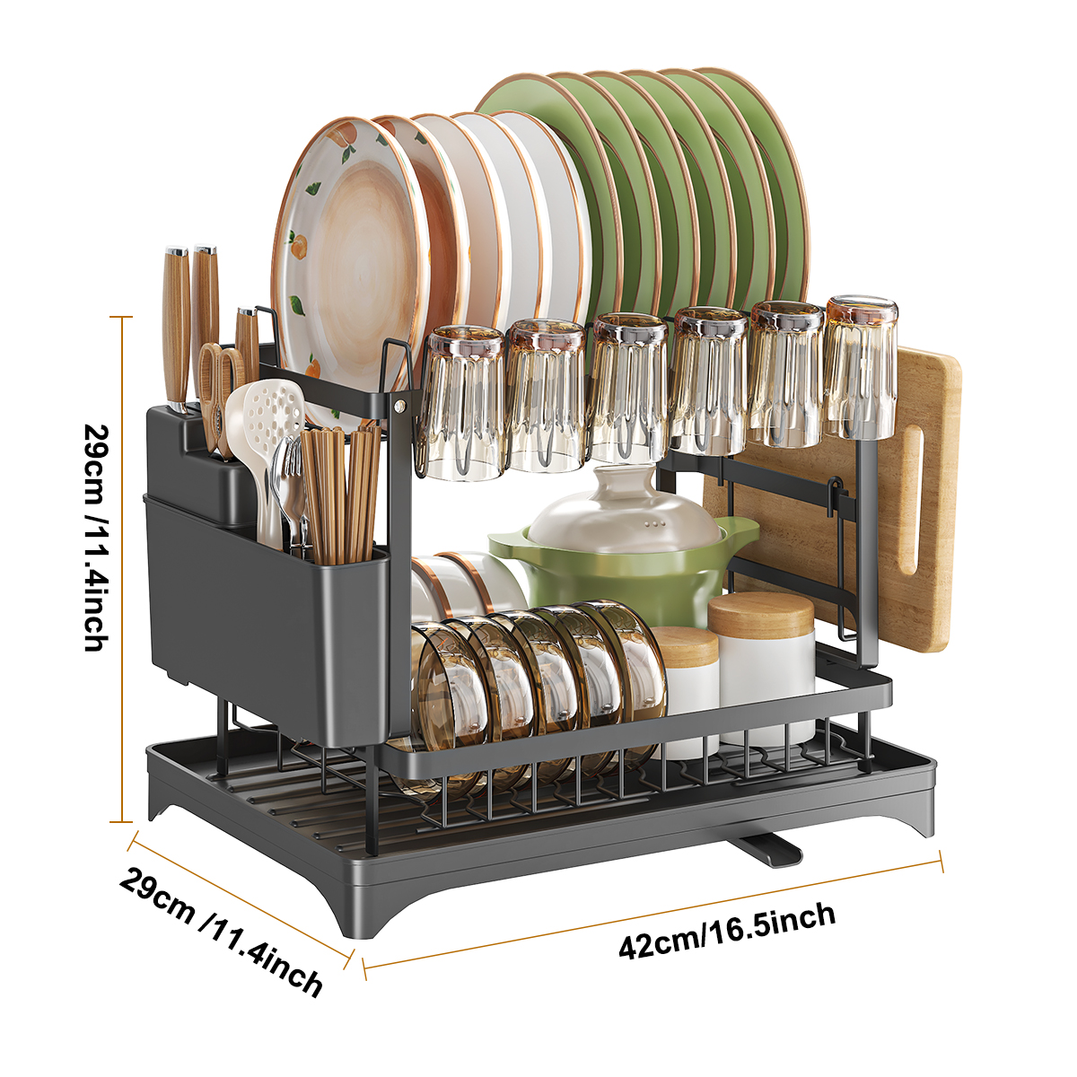 2 Tier Dish Drying Rack with U - مراجعة Kitchen Appliances Large وسعره