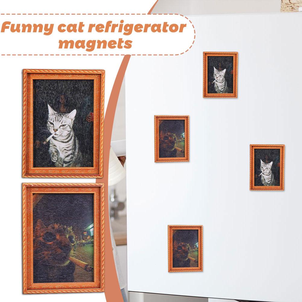 Quirky Smoking Cat Wooden Fram - مراجعة Kitchen Appliances Refrigerators وسعره