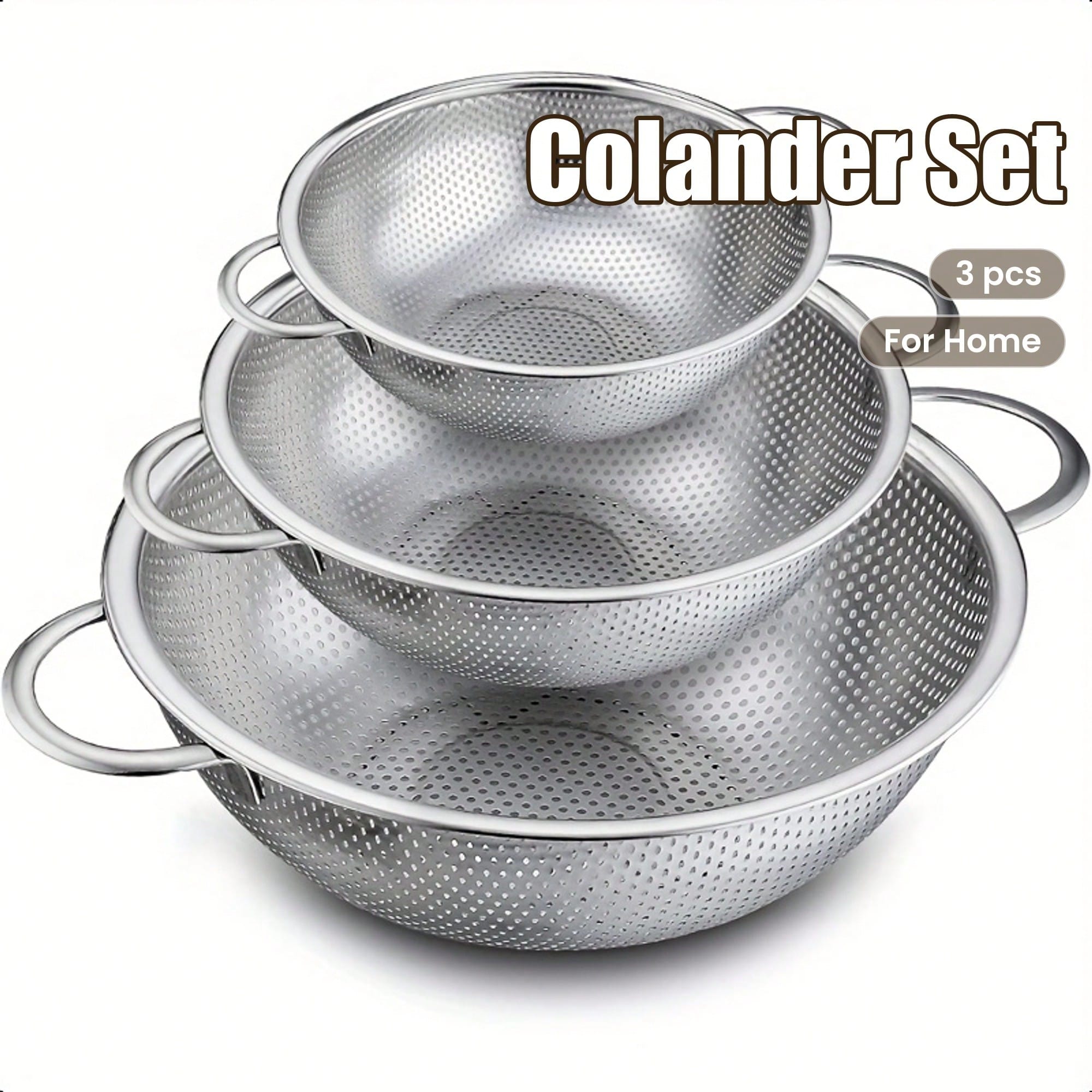 3pcs Stainless Steel Colander  - مراجعة Kitchen Appliances Essentials وسعره