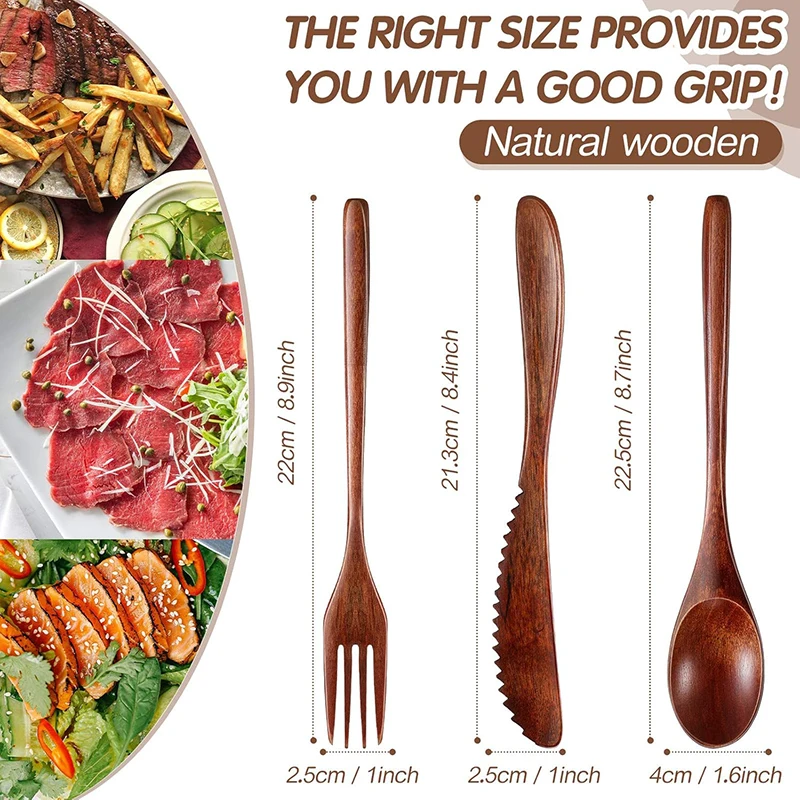 15/24Pcs Wooden Cutlery Set, W - مراجعة Kitchen Appliances Combo وسعره
