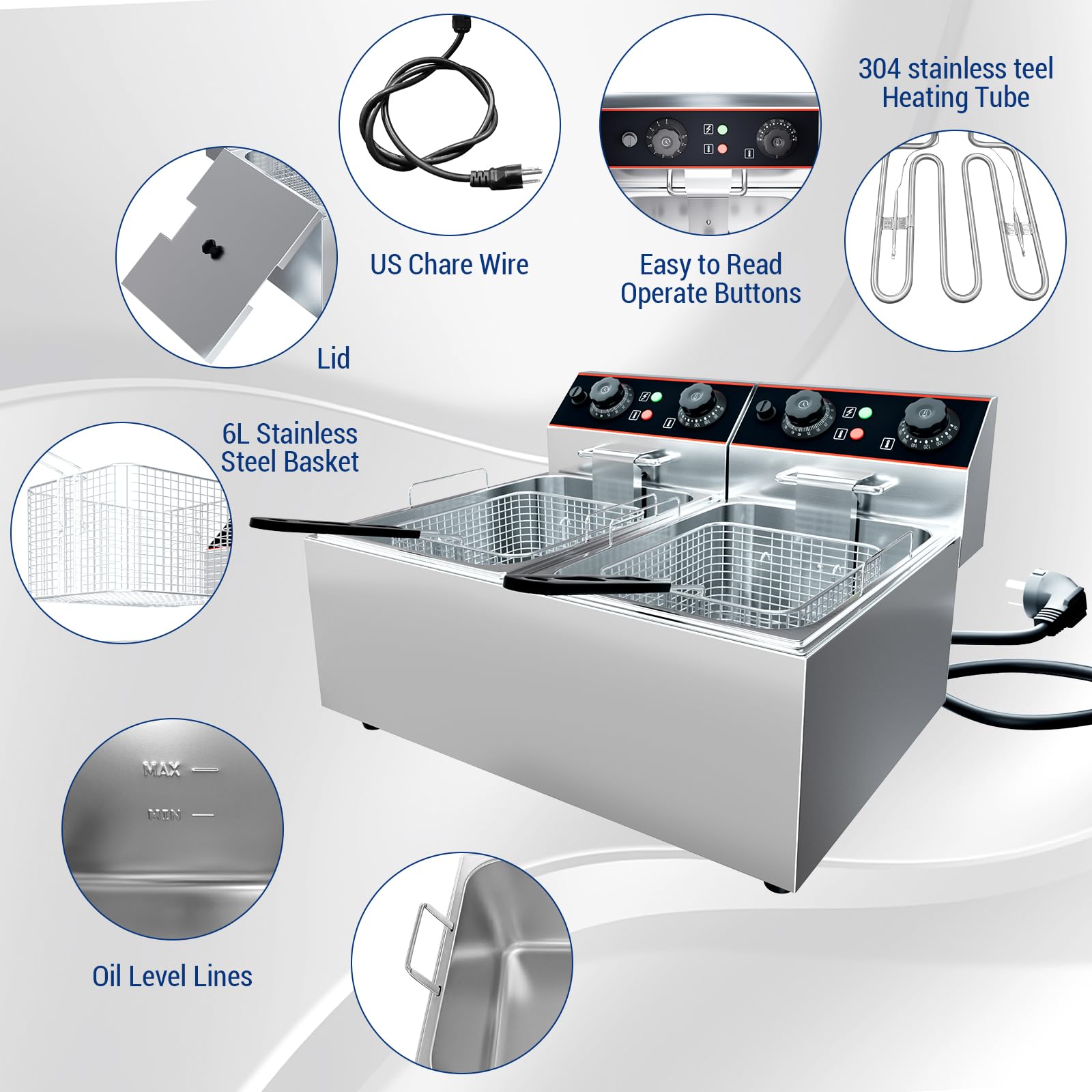 6/8/11L Commercial Electric De - مراجعة Deep Fryer Stainless وسعره